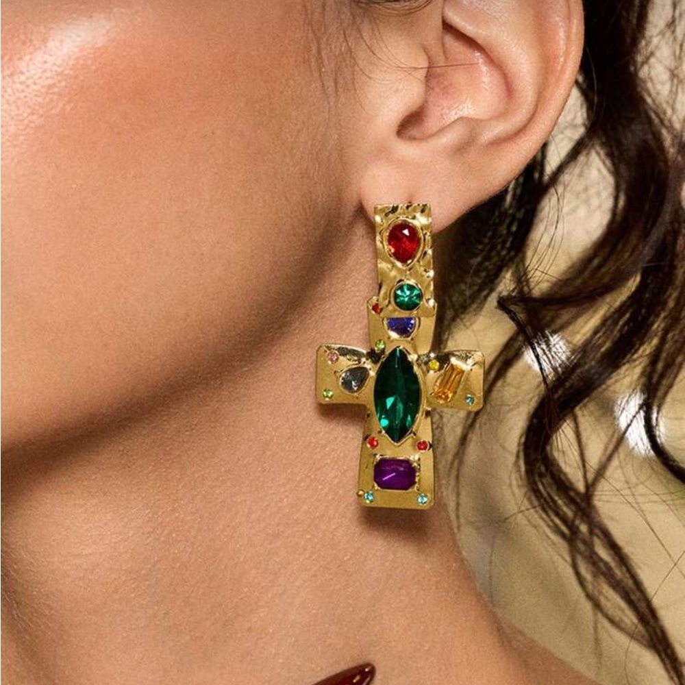 Gold Multi cross Drop earring M693
